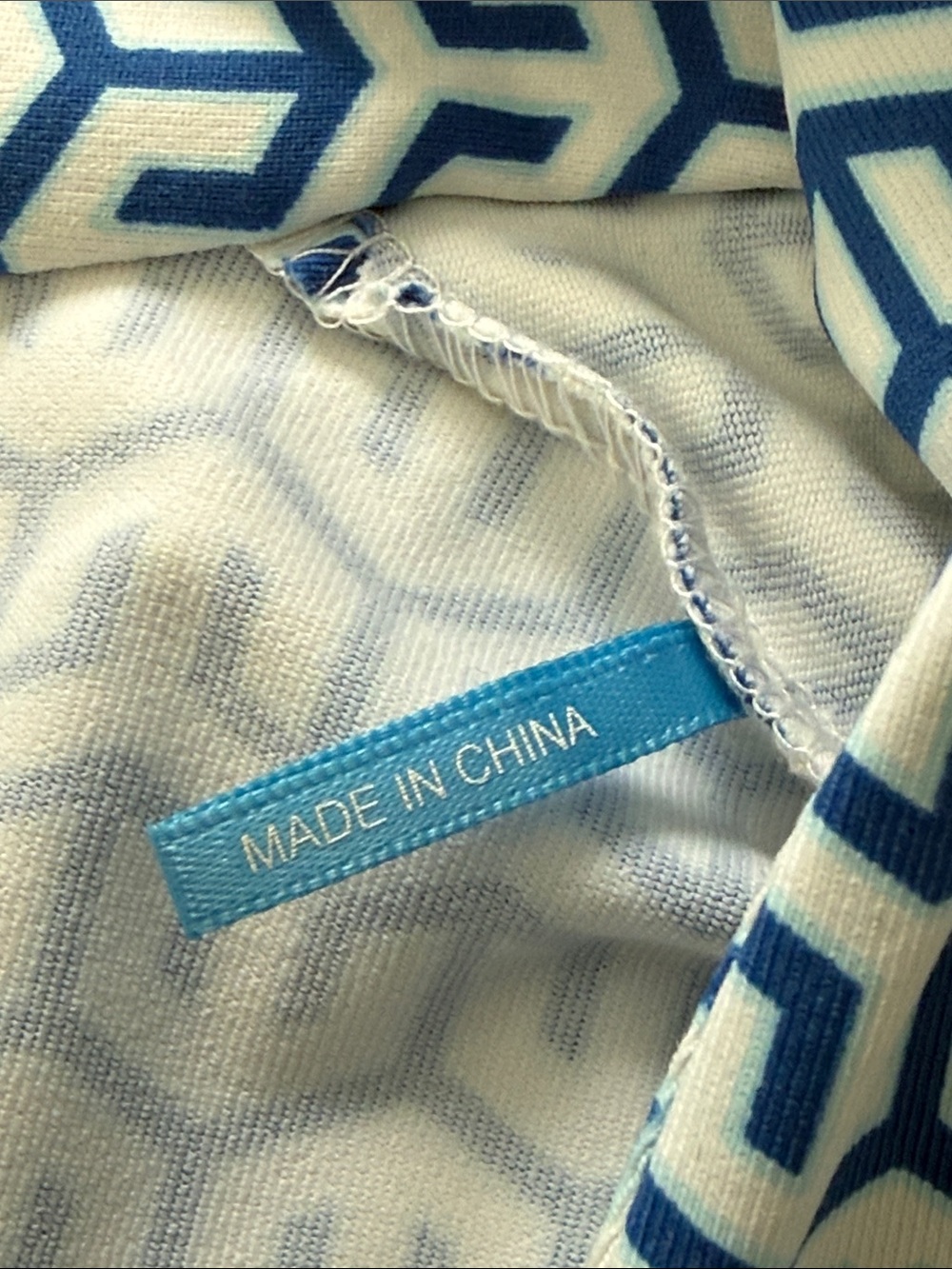 J. McLaughlin Blue & White Geometric V-Neck Dress worn once for trying - Picture 7 of 9